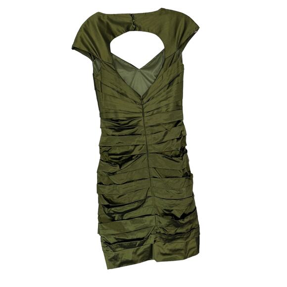 Theia Dress Green Cutout Ruched Party Cocktail Hour Night Out V-Neck Size 6 - Picture 9 of 13
